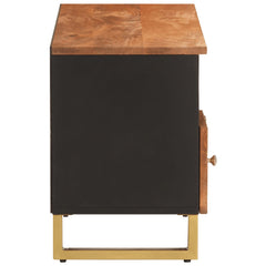 vidaXL TV Cabinet Brown and Black 100x33.5x46 cm Solid Wood Mango 5