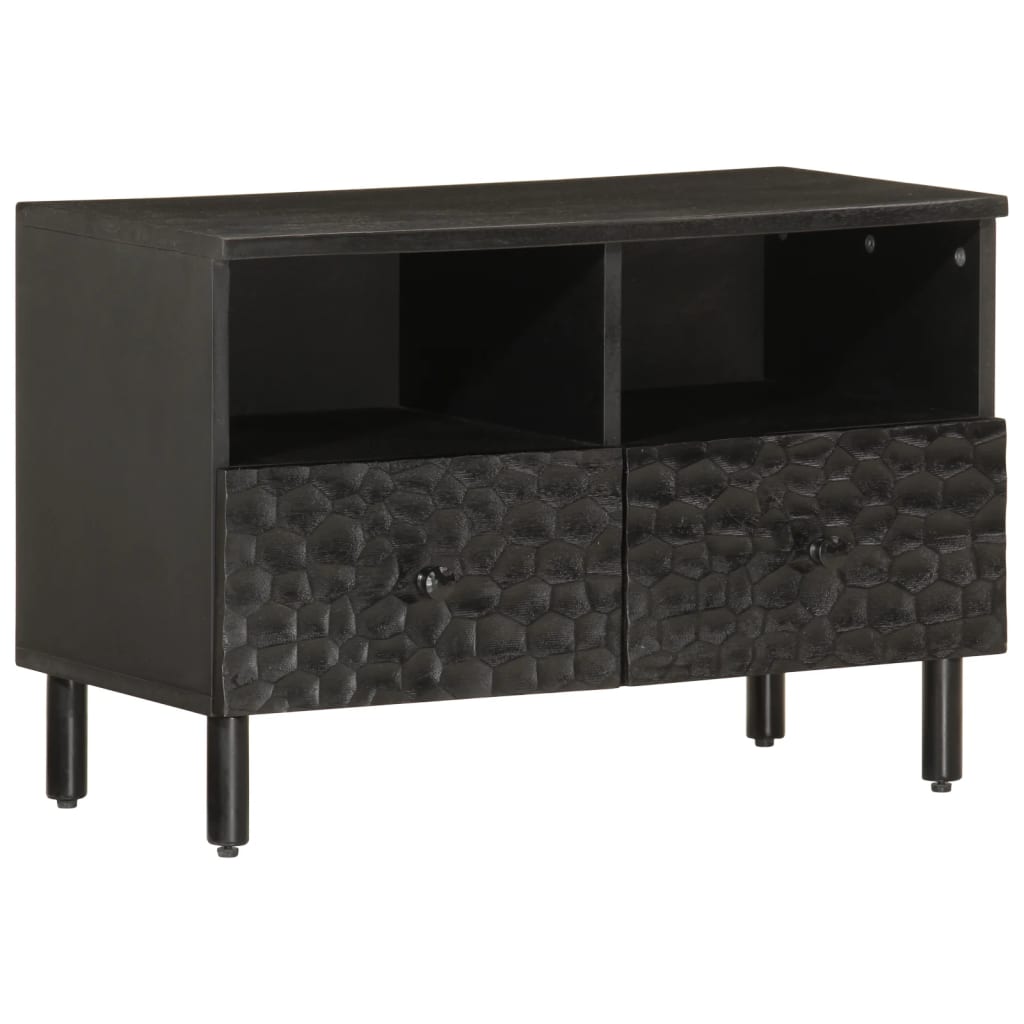vidaXL TV Cabinet Black 70x33x46 cm Solid Wood Mango 1