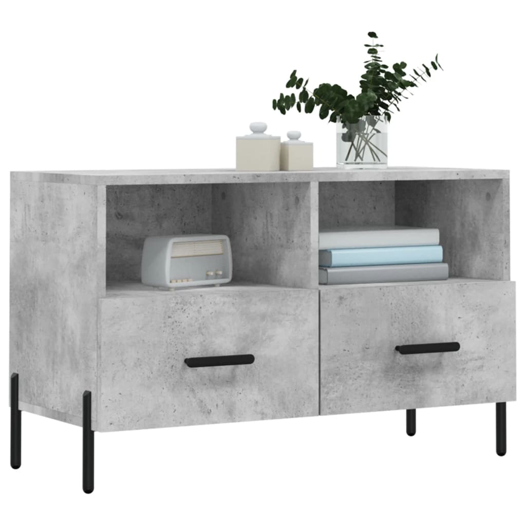 vidaXL TV Cabinet Concrete Grey 80x36x50 cm Engineered Wood 3