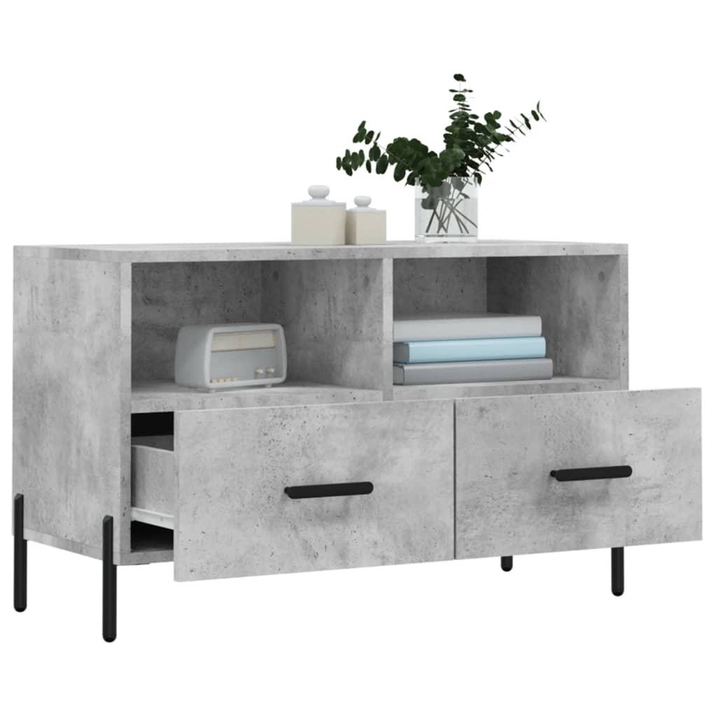 vidaXL TV Cabinet Concrete Grey 80x36x50 cm Engineered Wood 4