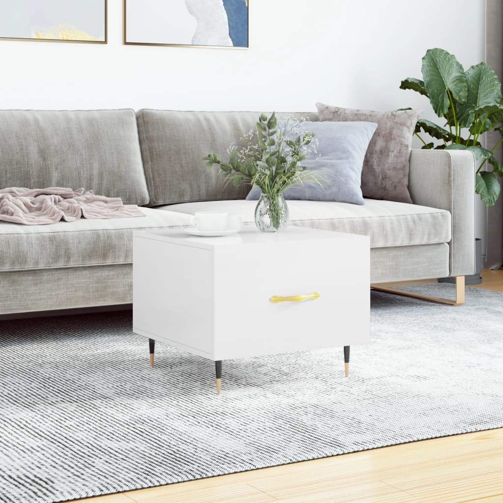 vidaXL Coffee Table High Gloss White 50x50x40 cm Engineered Wood 1