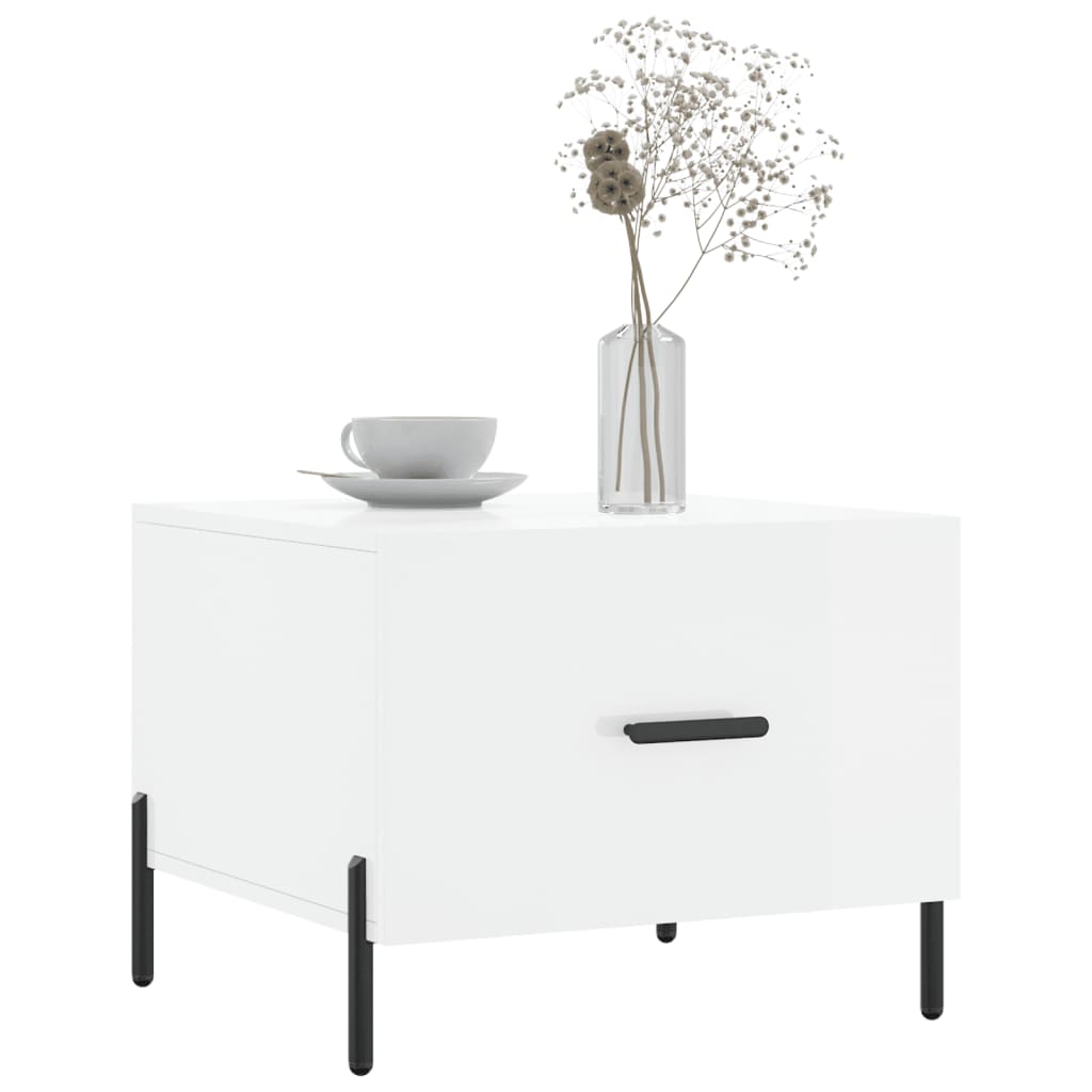 vidaXL Coffee Table High Gloss White 50x50x40 cm Engineered Wood 3