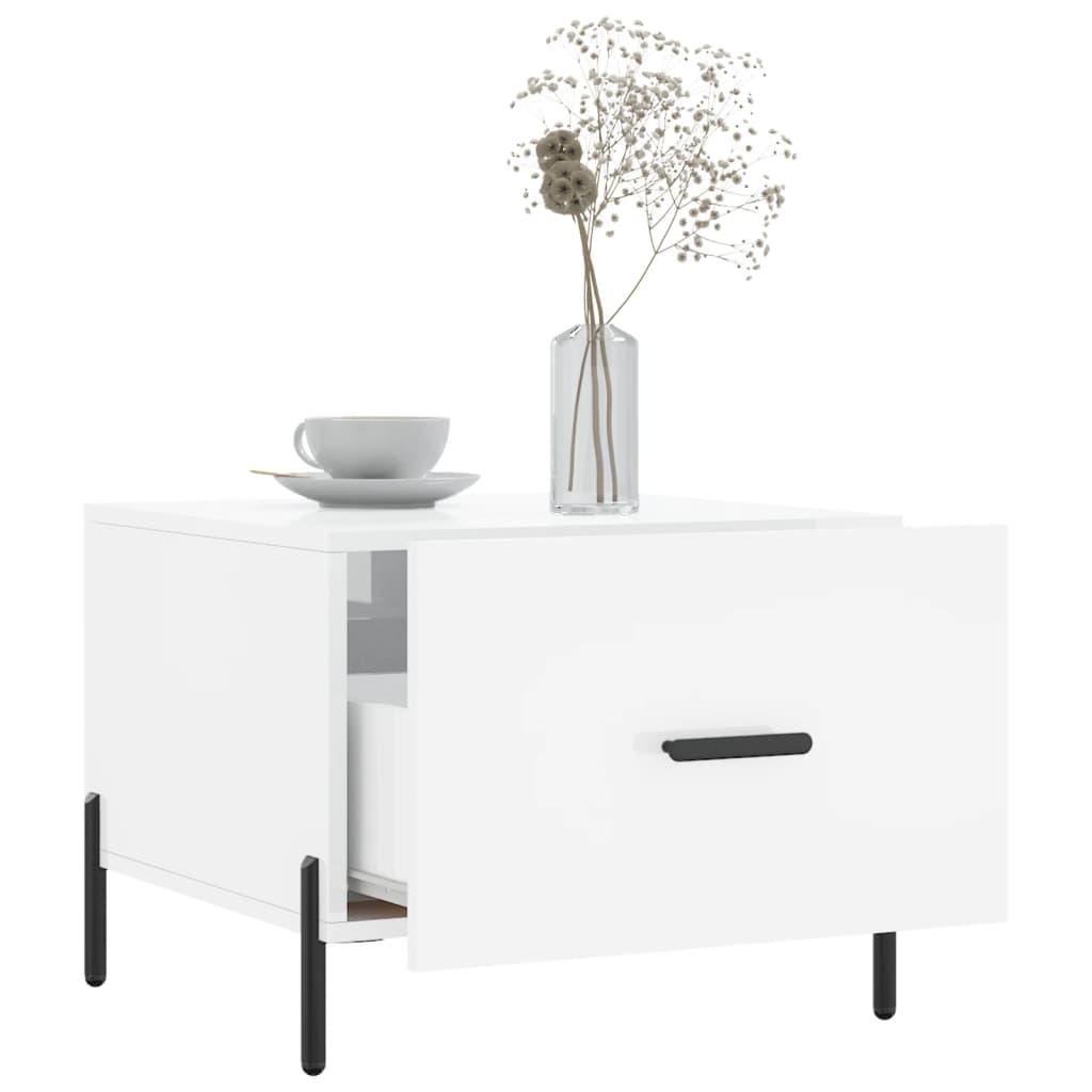 vidaXL Coffee Table High Gloss White 50x50x40 cm Engineered Wood 4