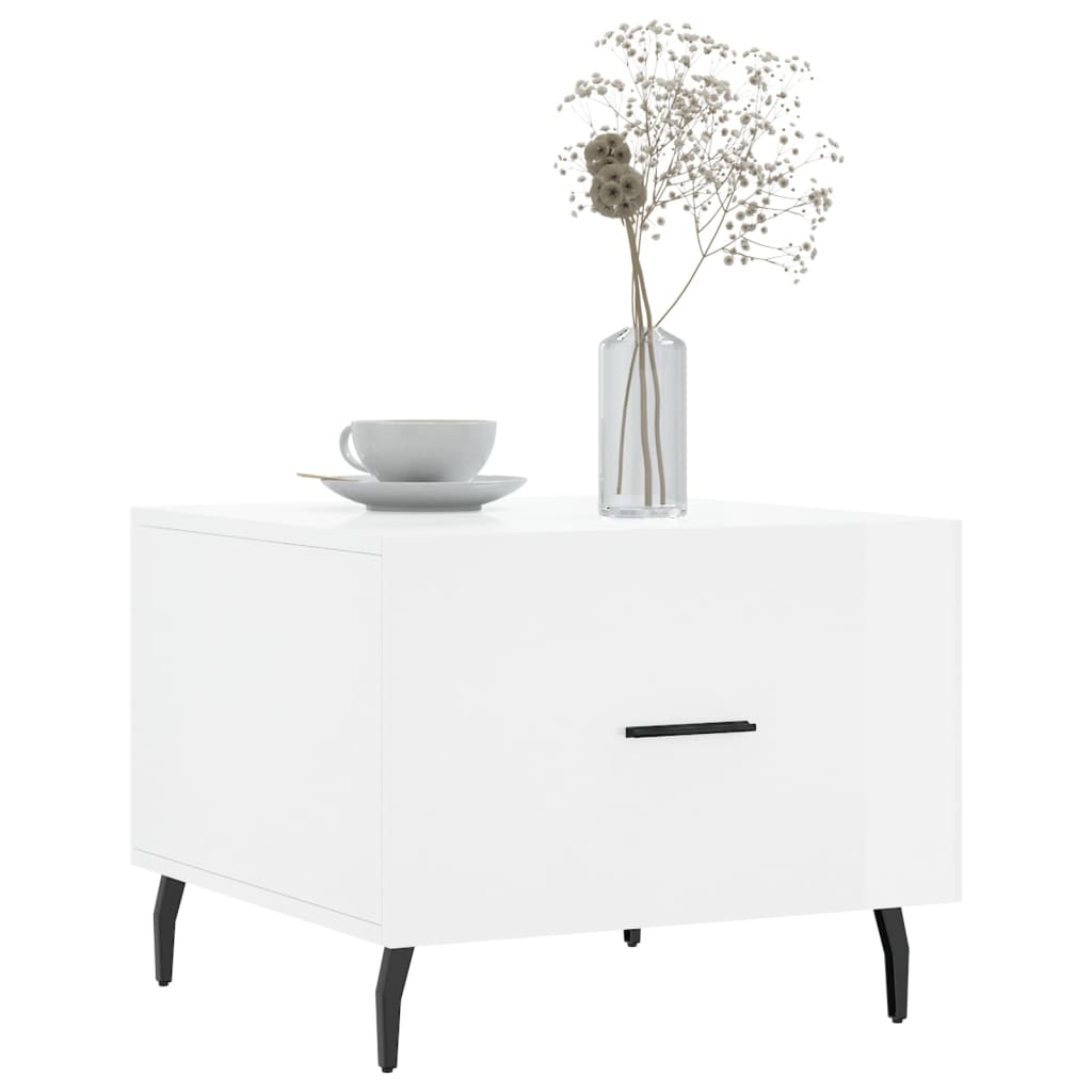 vidaXL Coffee Table High Gloss White 50x50x40 cm Engineered Wood 3