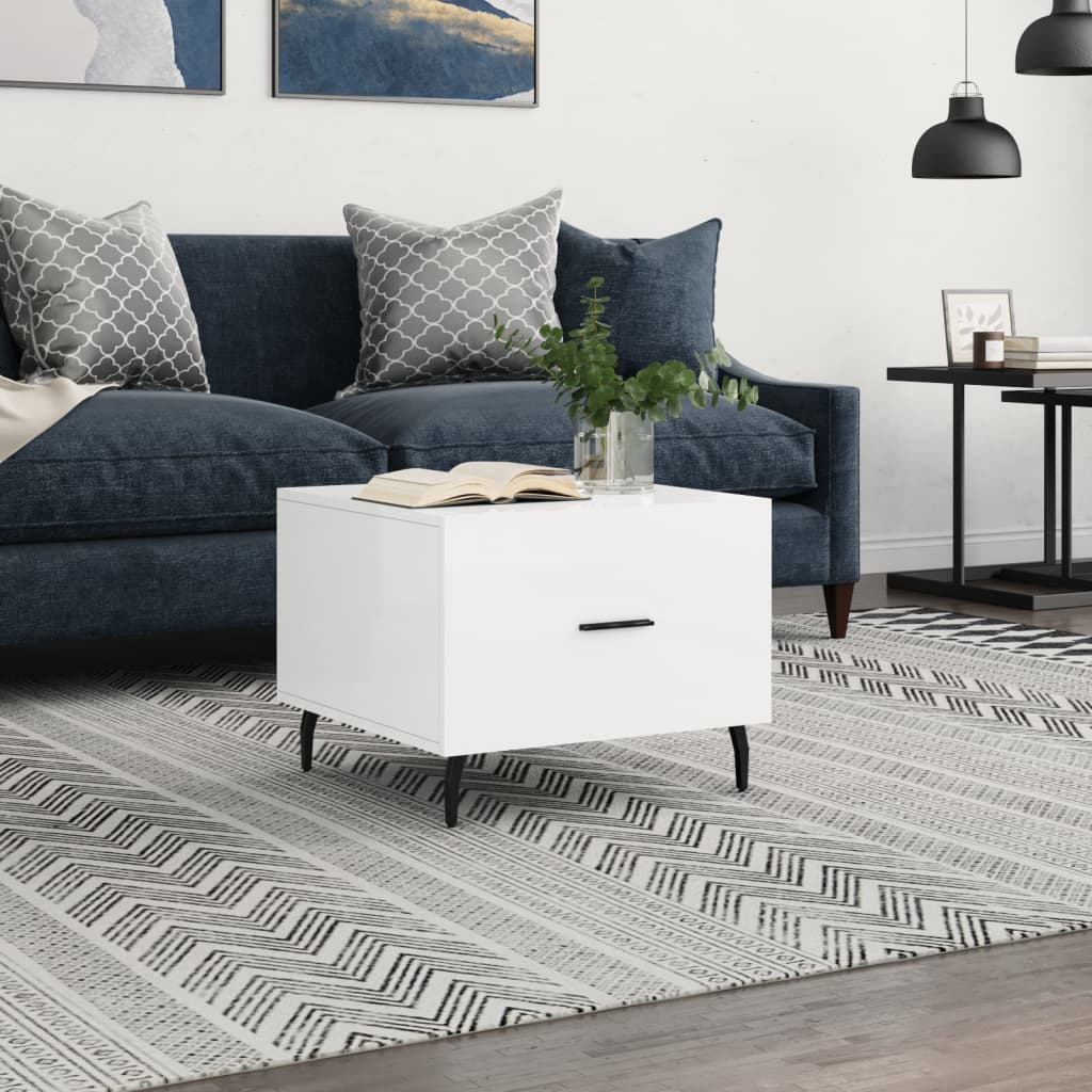 vidaXL Coffee Table High Gloss White 50x50x40 cm Engineered Wood 1