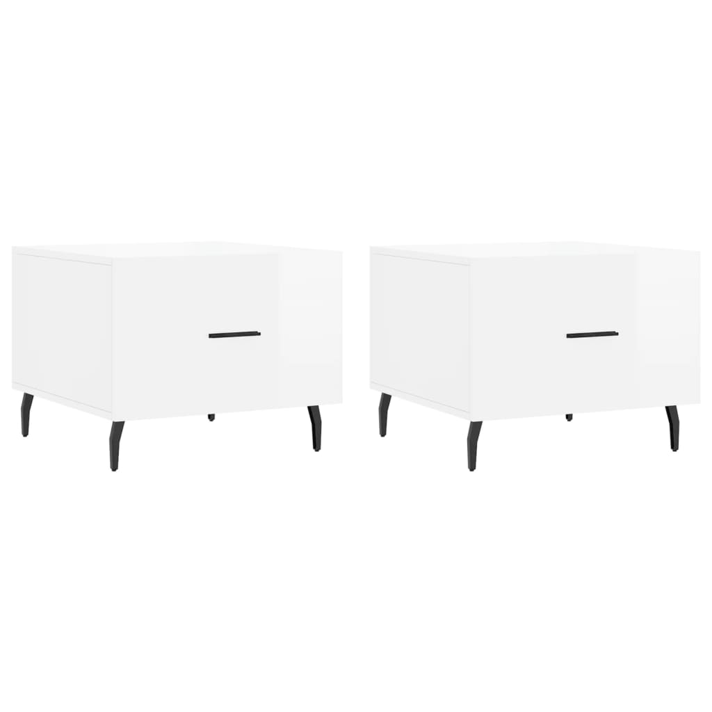 vidaXL Coffee Tables 2pcs High Gloss White 50x50x40 cm Engineered Wood 2