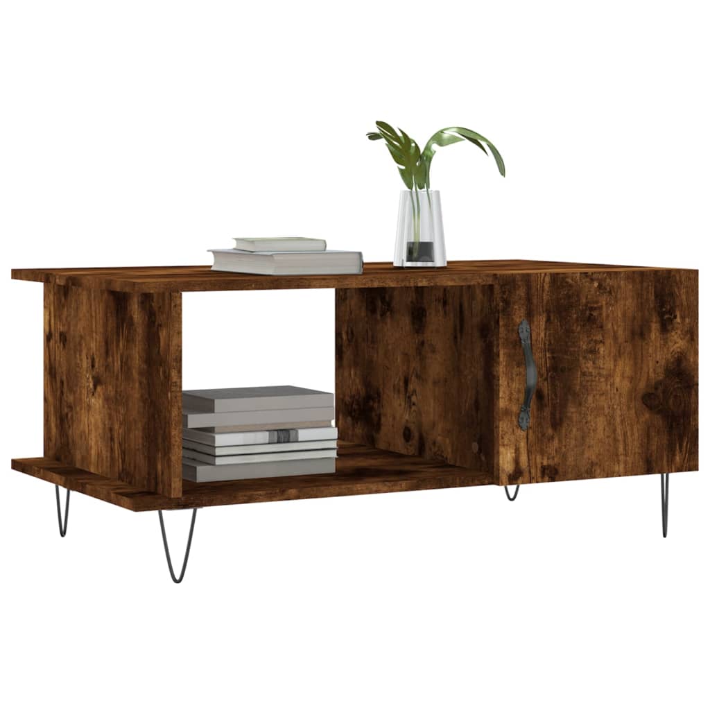 vidaXL Coffee Table Smoked Oak 90x50x40 cm Engineered Wood 3