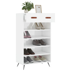 vidaXL Shoe Cabinet High Gloss White 60x35x105 cm Engineered Wood 4