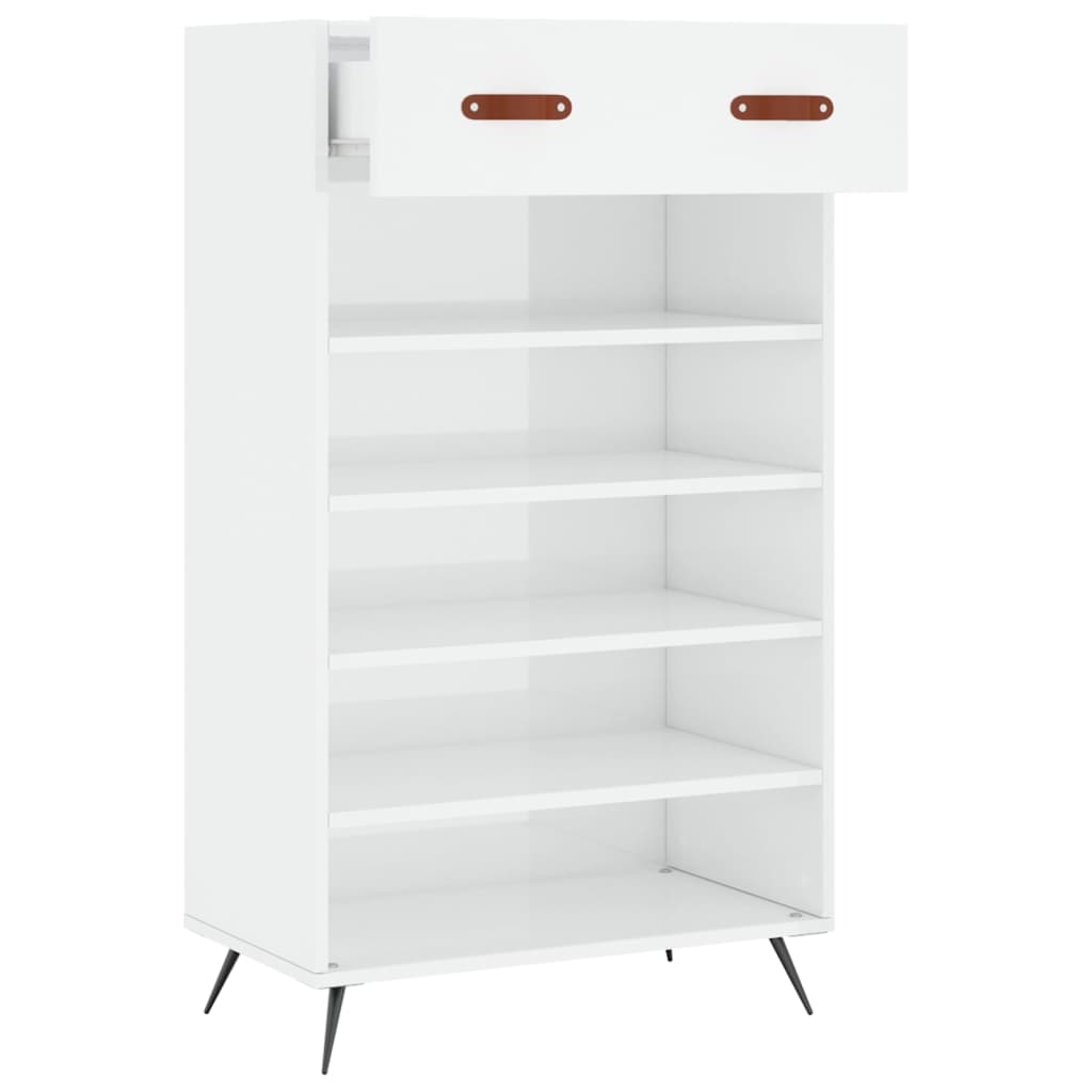 vidaXL Shoe Cabinet High Gloss White 60x35x105 cm Engineered Wood 5