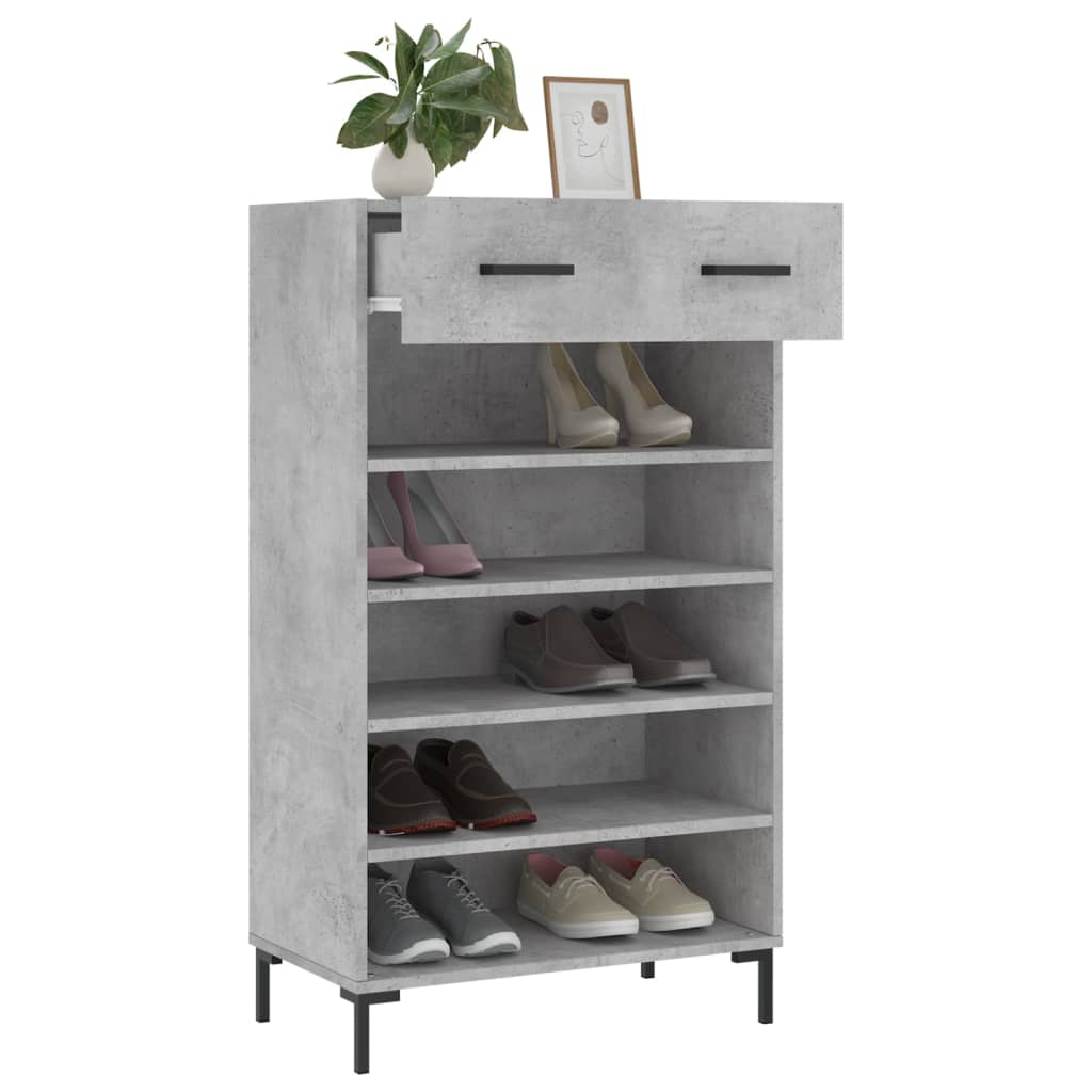 vidaXL Shoe Cabinet Concrete Grey 60x35x105 cm Engineered Wood 4