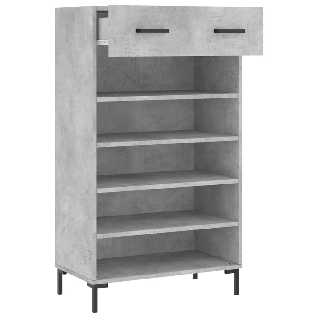 vidaXL Shoe Cabinet Concrete Grey 60x35x105 cm Engineered Wood 5