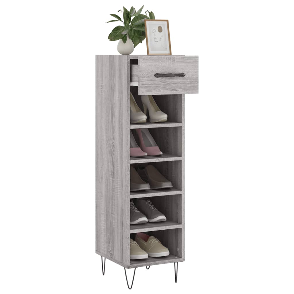 vidaXL Shoe Cabinet Grey Sonoma 30x35x105 cm Engineered Wood 4
