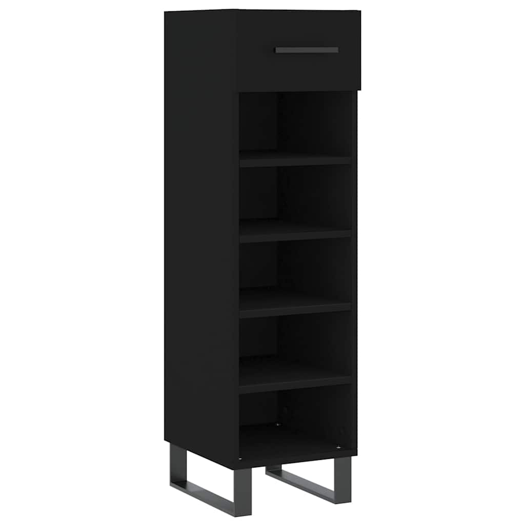 vidaXL Shoe Cabinet Black 30x35x105 cm Engineered Wood 2