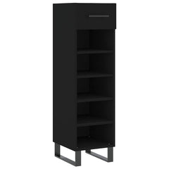 vidaXL Shoe Cabinet Black 30x35x105 cm Engineered Wood 2