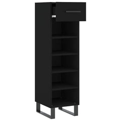 vidaXL Shoe Cabinet Black 30x35x105 cm Engineered Wood 3