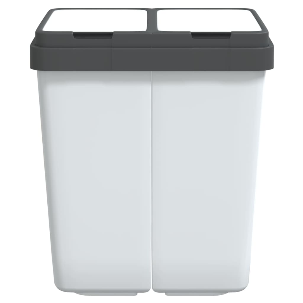 vidaXL Dual Bin White 2x25 L 3