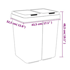 vidaXL Dual Bin White 2x25 L 6
