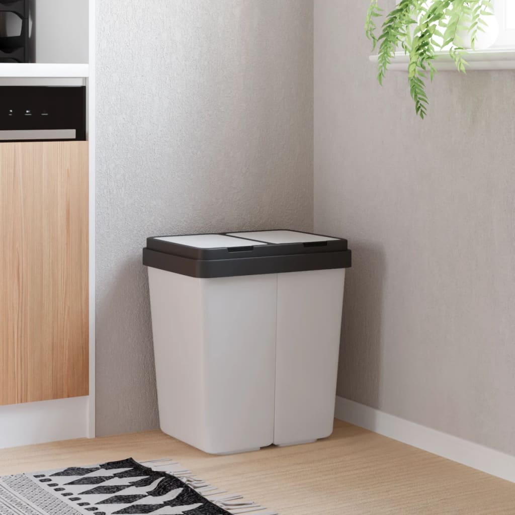 vidaXL Dual Bin White 2x25 L 1