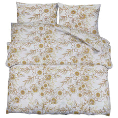 vidaXL Duvet Cover Set White and Brown 260x240 cm Cotton 2