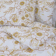 vidaXL Duvet Cover Set White and Brown 260x240 cm Cotton 5