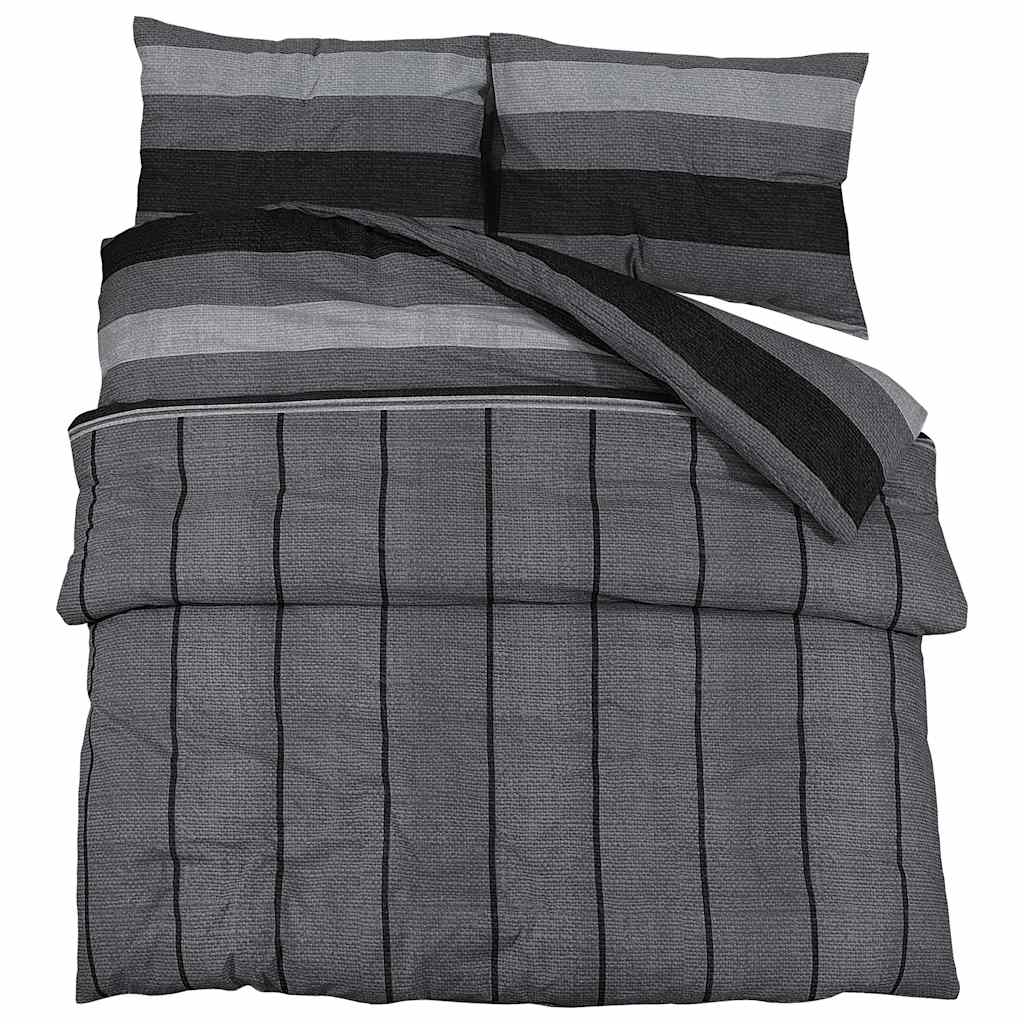 vidaXL Duvet Cover Set Dark Grey 240x220 cm Cotton 2