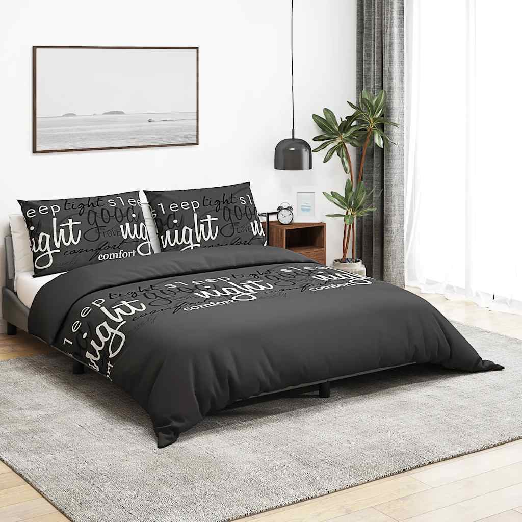 vidaXL Duvet Cover Set Black and White 220x240 cm Cotton 1
