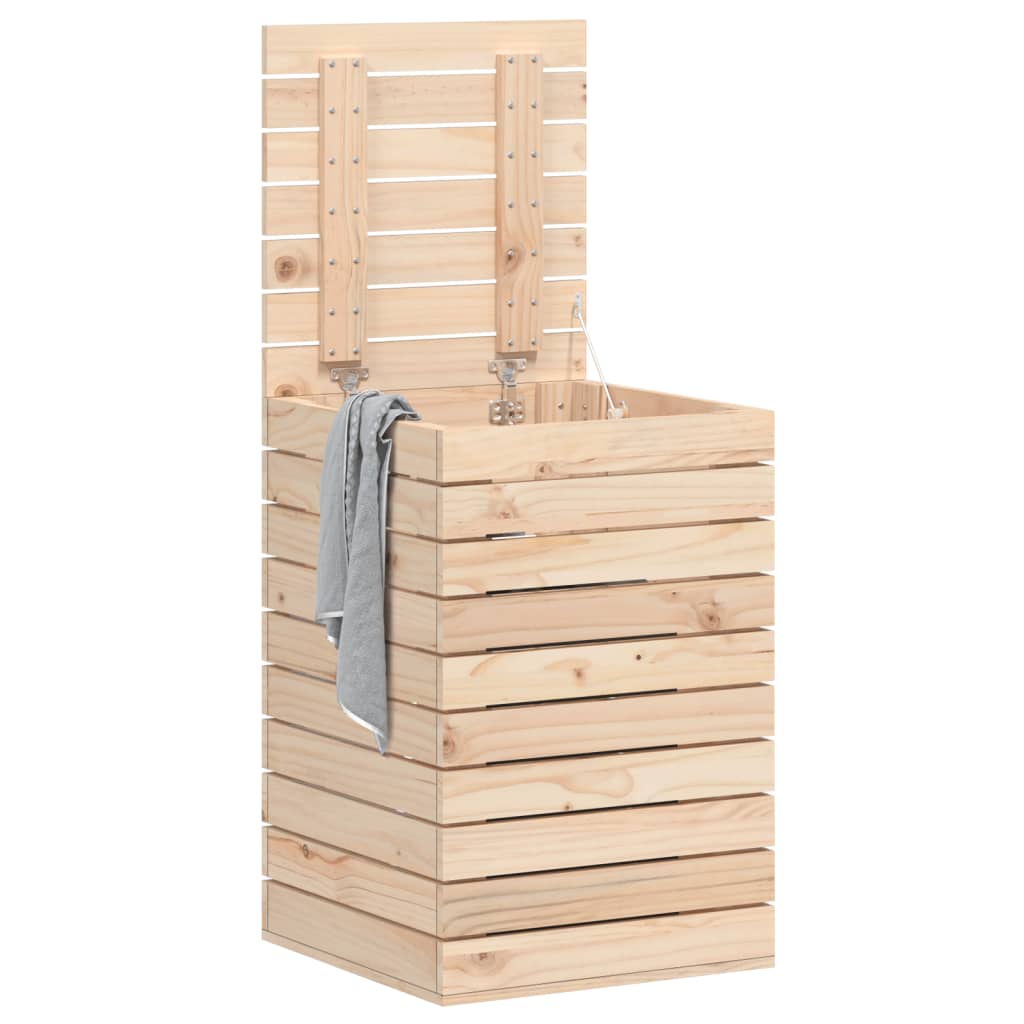 vidaXL Laundry Basket 44x44x66 cm Solid Wood Pine 3