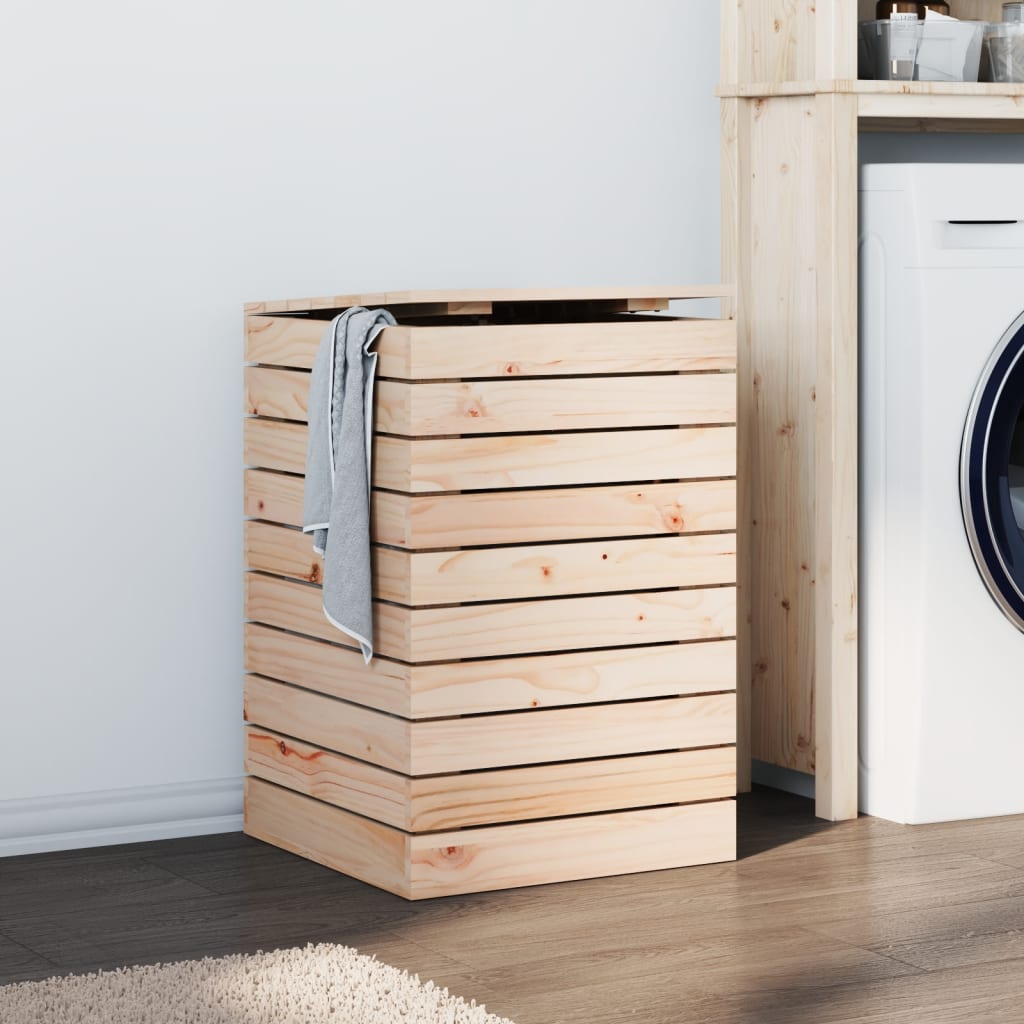 vidaXL Laundry Basket 44x44x66 cm Solid Wood Pine 1