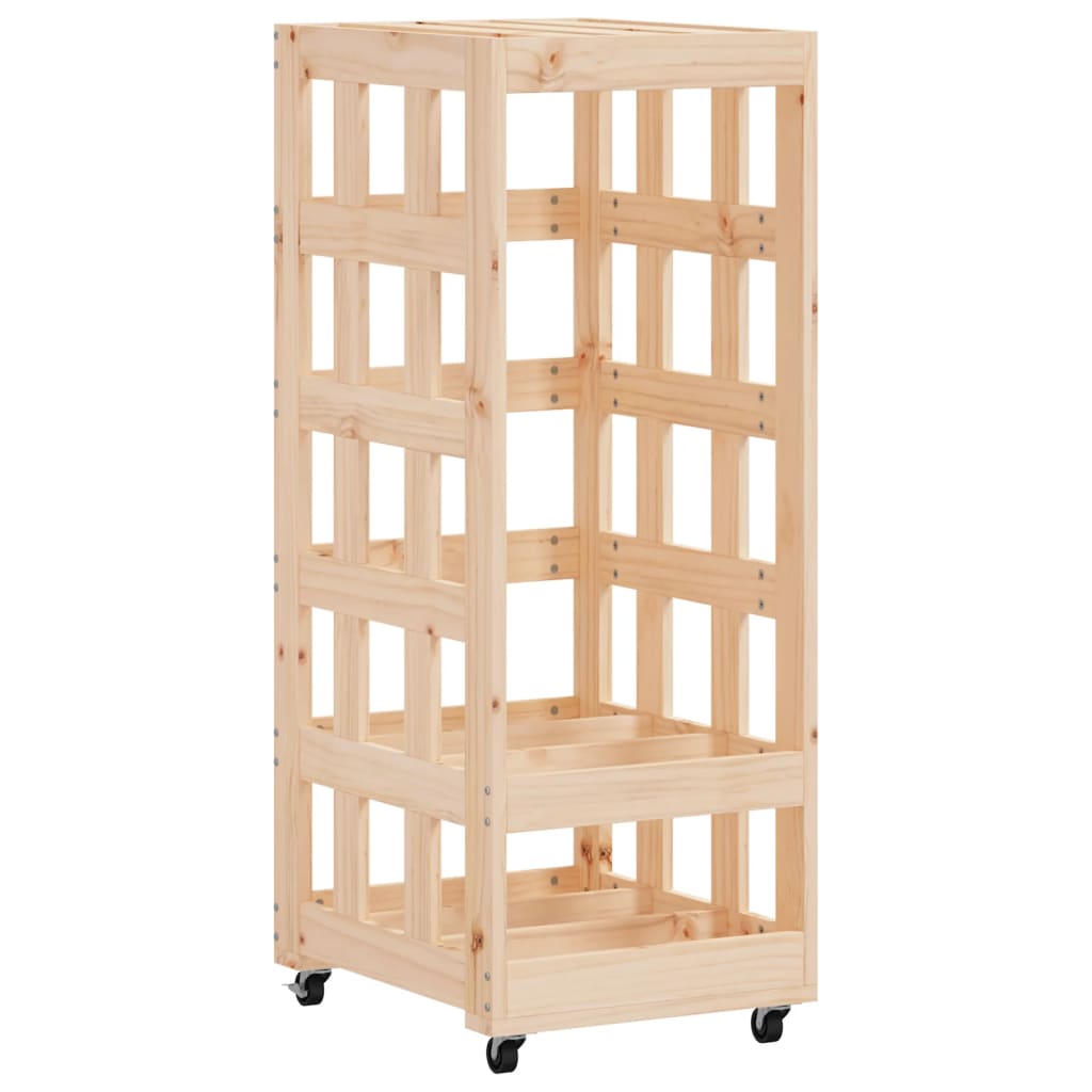 vidaXL Log Holder with Wheels 40x49x110 cm Solid Wood Pine 2