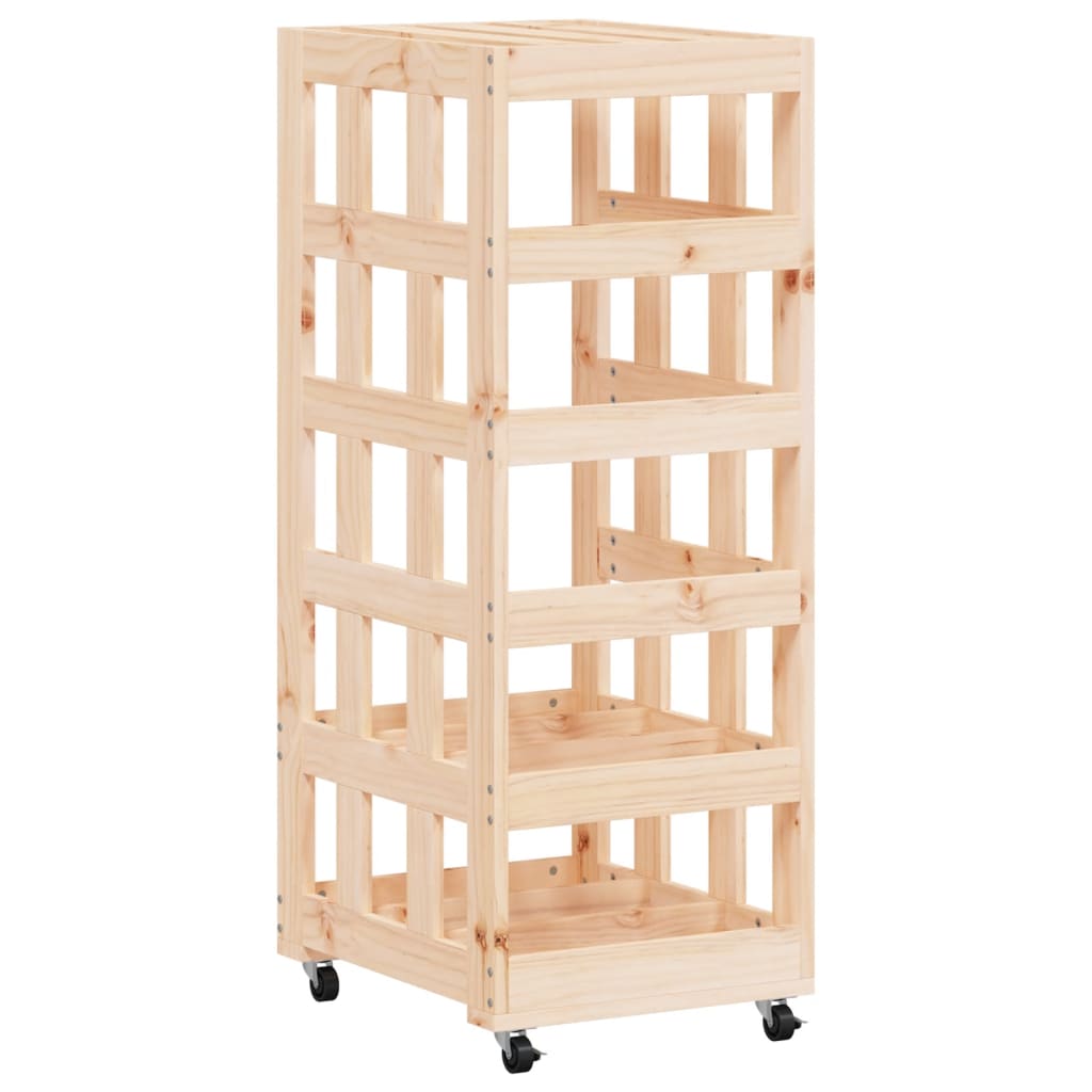 vidaXL Log Holder with Wheels 40x49x110 cm Solid Wood Pine 4