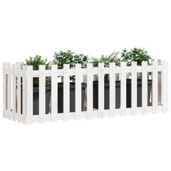 vidaXL Garden Raised Bed with Fence Design White 150x50x50 cm Solid Wood Pine 3