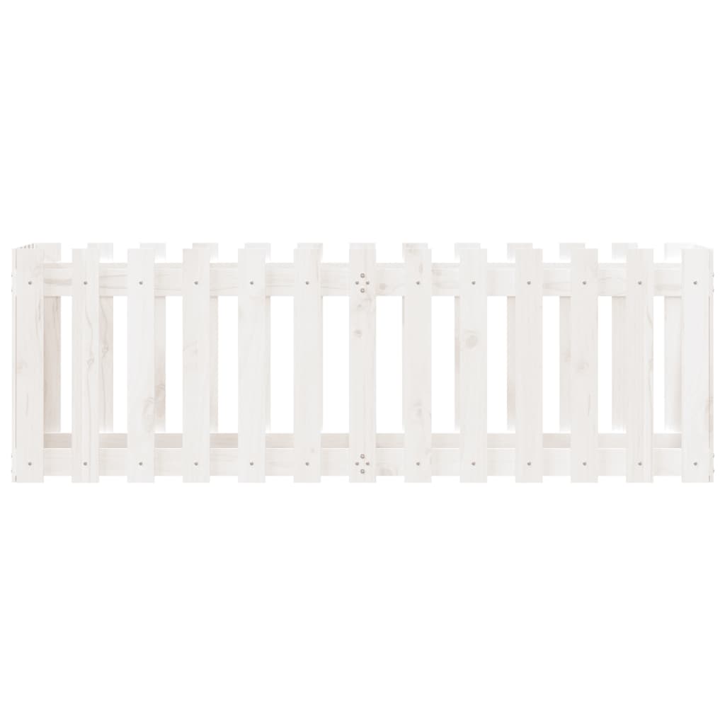 vidaXL Garden Raised Bed with Fence Design White 150x50x50 cm Solid Wood Pine 5