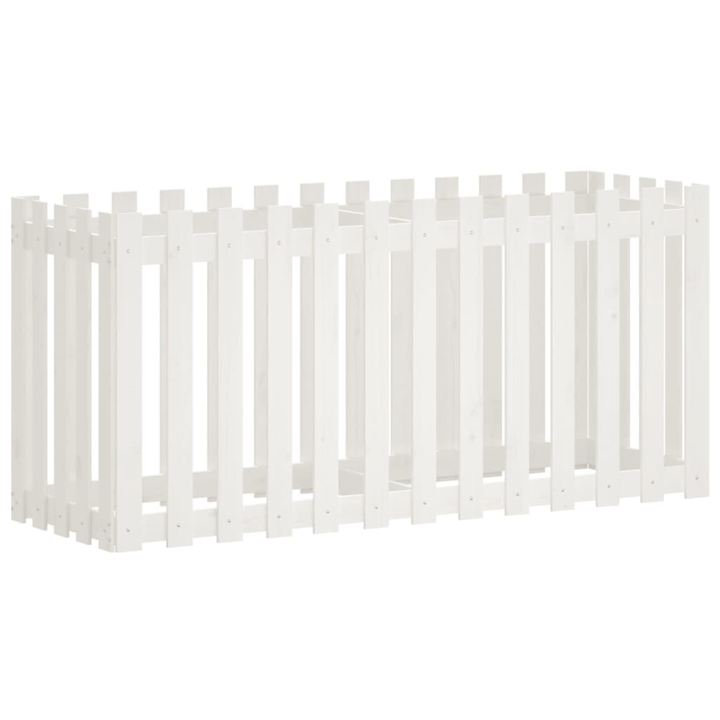 vidaXL Garden Raised Bed with Fence Design White 150x50x70 cm Solid Wood Pine 2