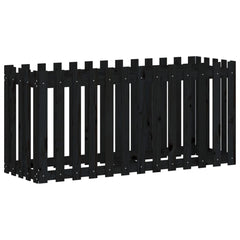 vidaXL Garden Raised Bed with Fence Design Black 150x50x70 cm Solid Wood Pine 4