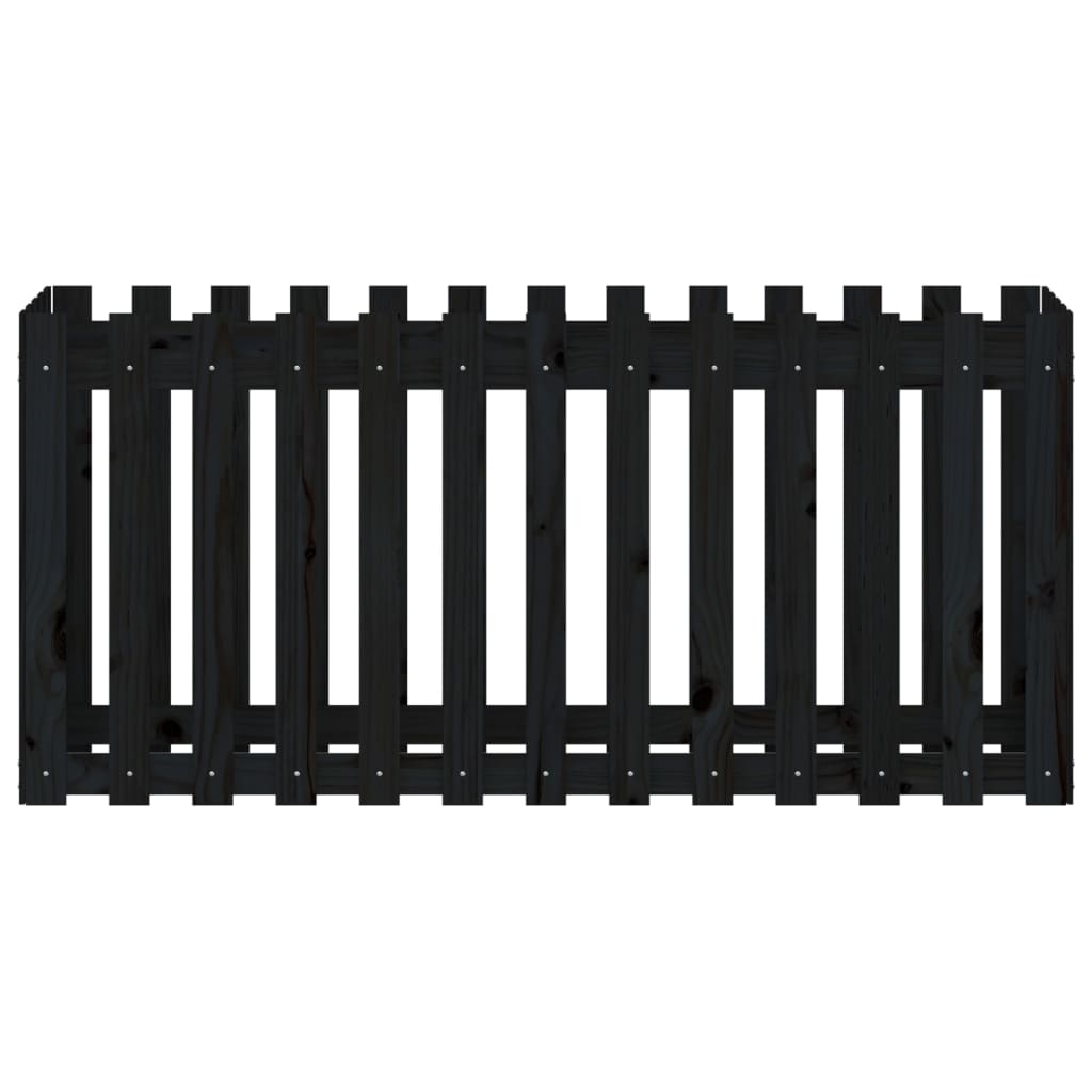 vidaXL Garden Raised Bed with Fence Design Black 150x50x70 cm Solid Wood Pine 5