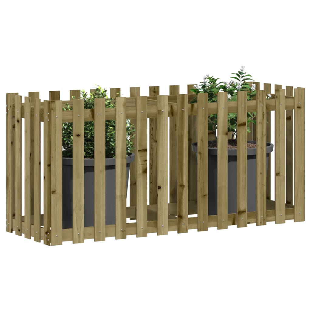 vidaXL Garden Raised Bed with Fence Design 150x50x70 cm Impregnated Wood Pine 3