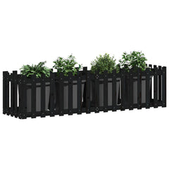 vidaXL Garden Raised Bed with Fence Design Black 200x50x50 cm Solid Wood Pine 3