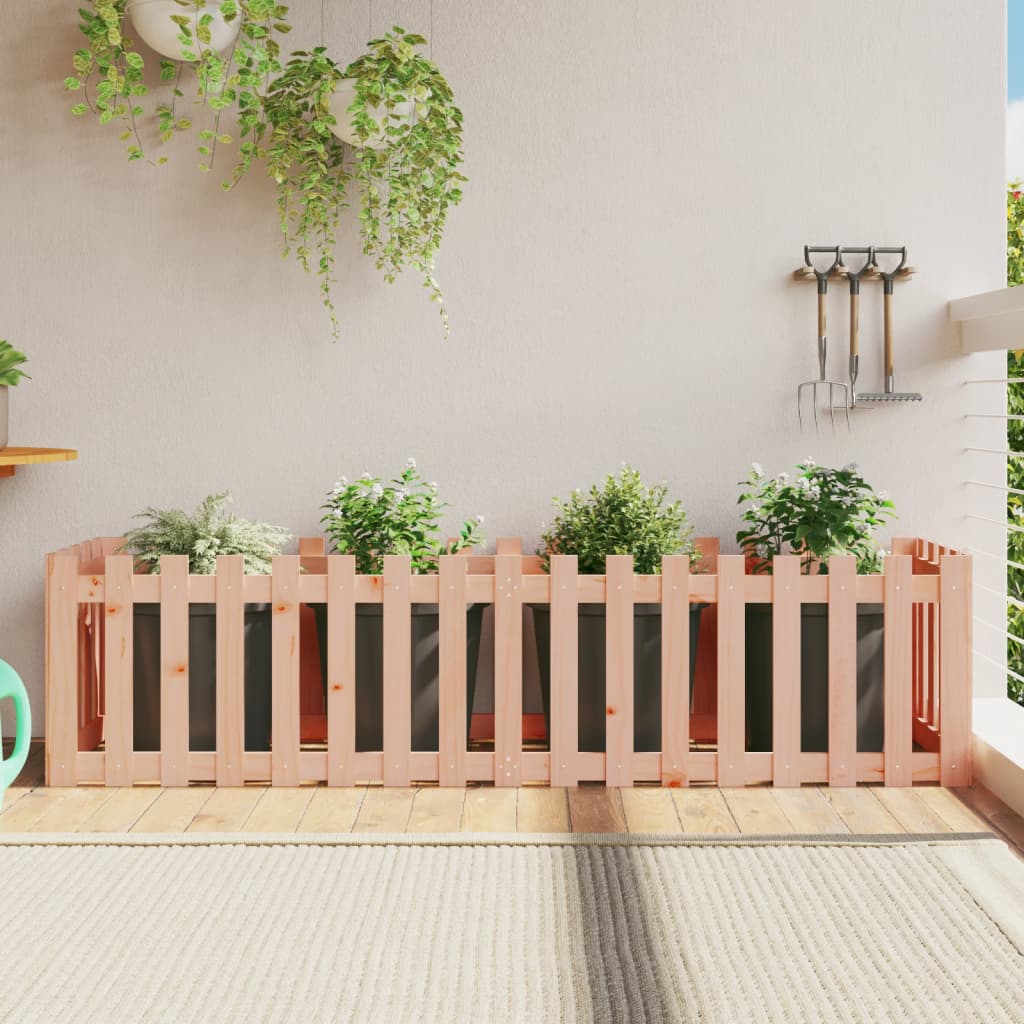 vidaXL Garden Raised Bed with Fence Design 200x50x50 cm Solid Wood Douglas 1