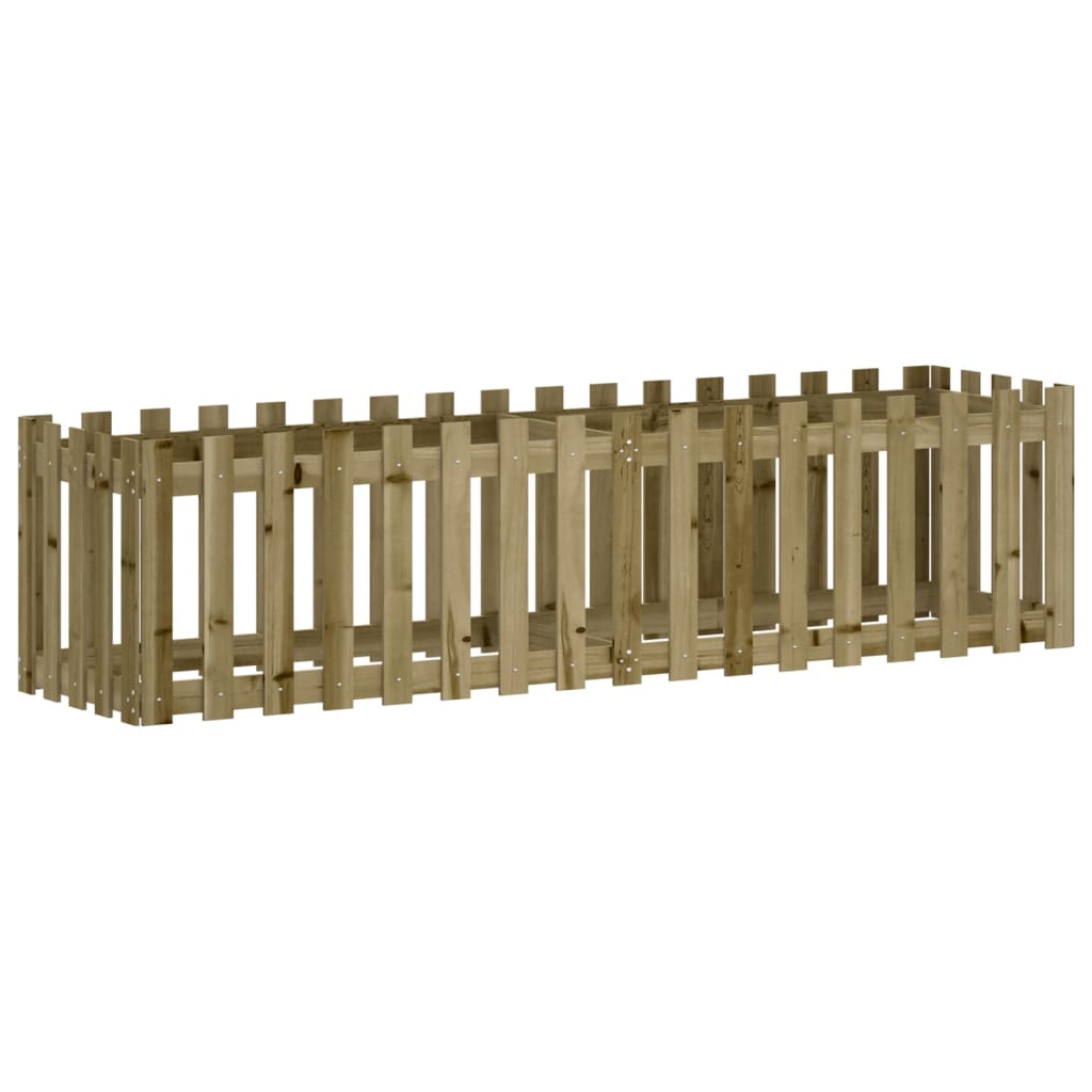 vidaXL Garden Raised Bed with Fence Design 200x50x50 cm Impregnated Wood Pine 2