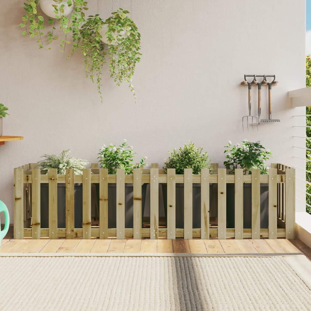 vidaXL Garden Raised Bed with Fence Design 200x50x50 cm Impregnated Wood Pine 1
