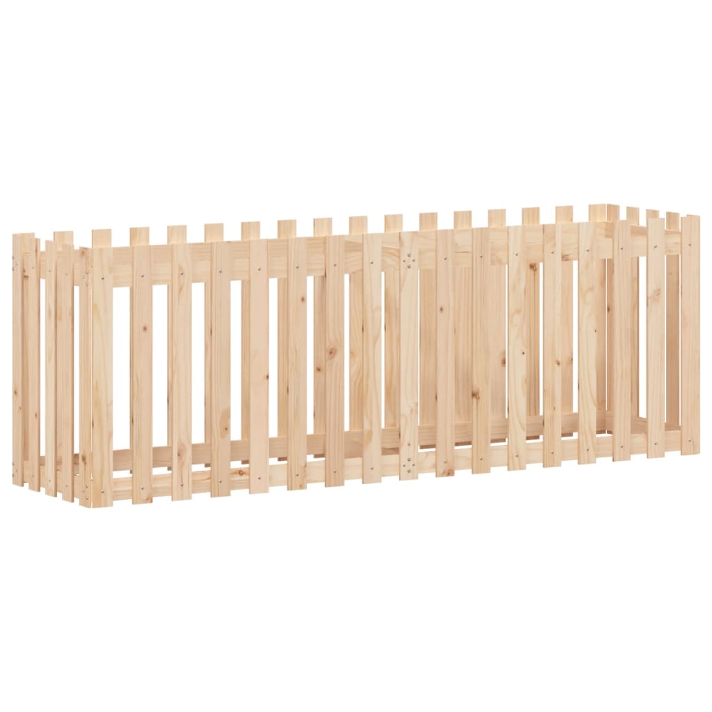 vidaXL Garden Raised Bed with Fence Design 200x50x70 cm Solid Wood Pine 4