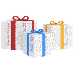 vidaXL Lighted Christmas Boxes 3 pcs 64 LEDs Warm White 4