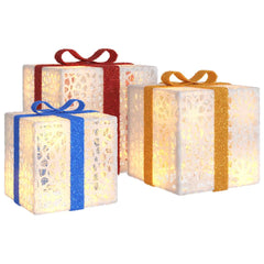 vidaXL Lighted Christmas Boxes 3 pcs 64 LEDs Warm White 6