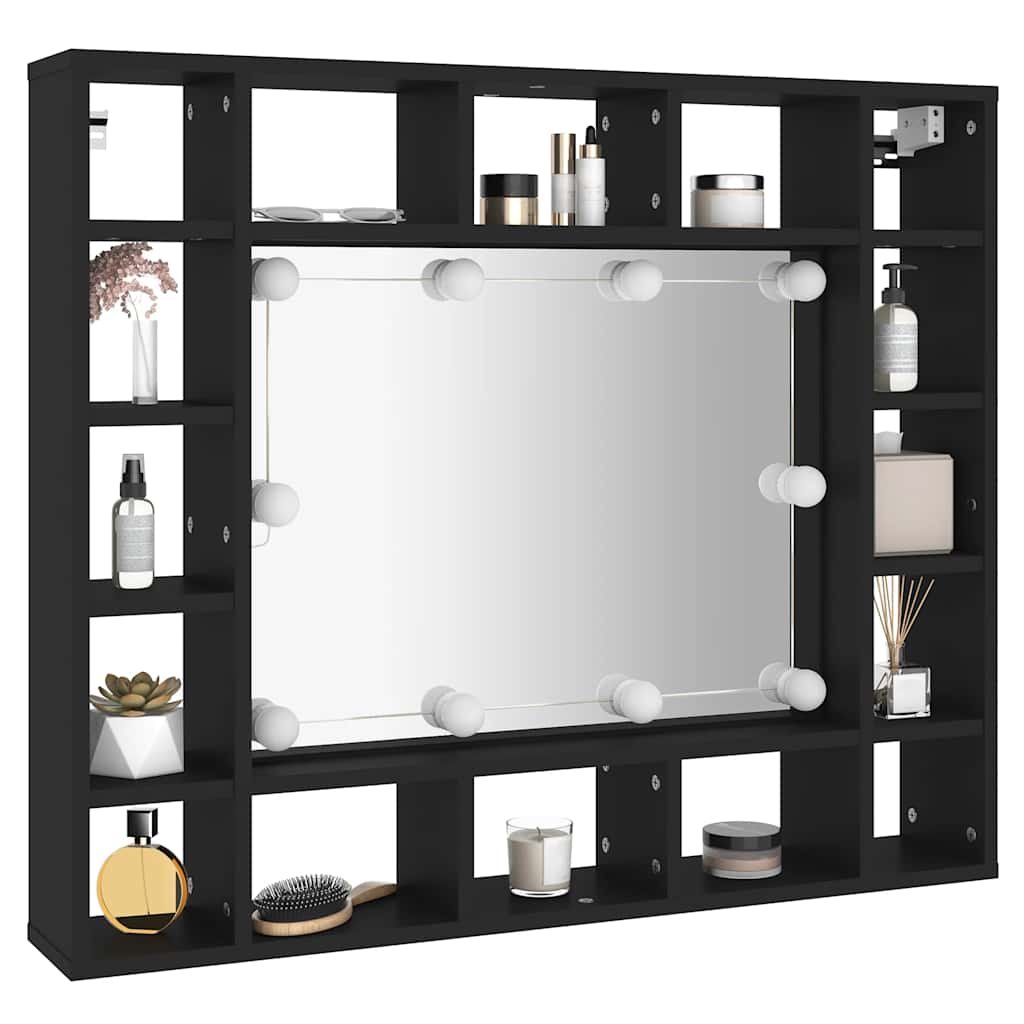 vidaXL LED Mirror Cabinet Black 91x15x76.5 cm 5