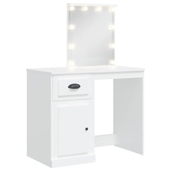 vidaXL Dressing Table with LED Lights White 90x42x132.5 cm 2