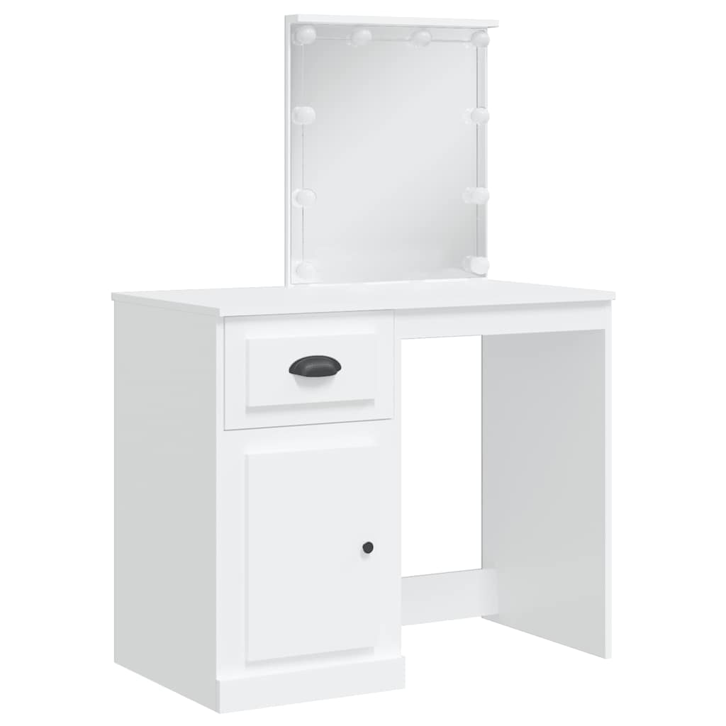 vidaXL Dressing Table with LED Lights White 90x42x132.5 cm 3