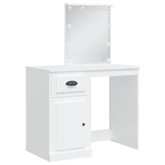 vidaXL Dressing Table with LED Lights White 90x42x132.5 cm 3