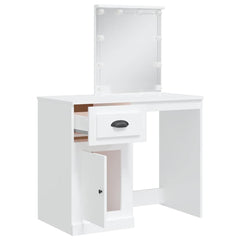 vidaXL Dressing Table with LED Lights White 90x42x132.5 cm 4
