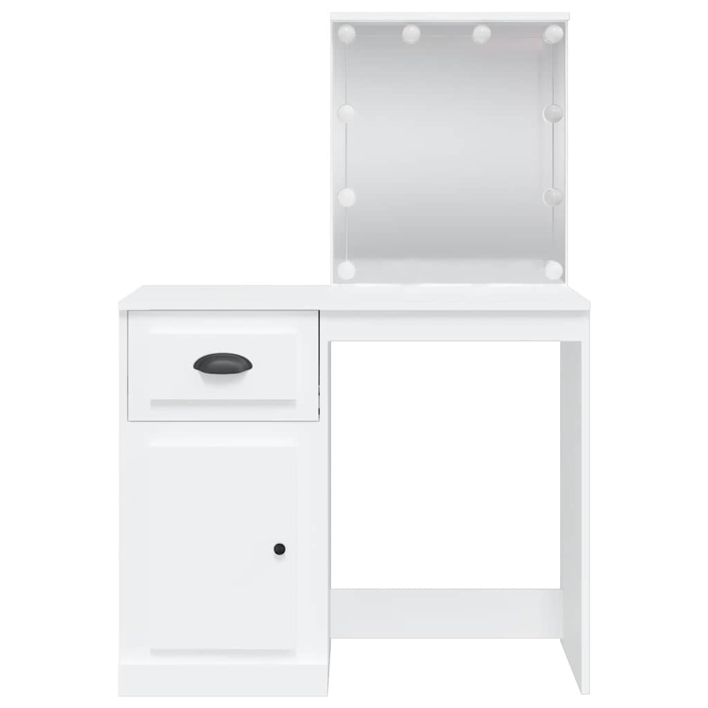 vidaXL Dressing Table with LED Lights White 90x42x132.5 cm 5
