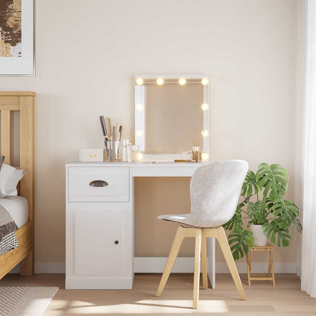 vidaXL Dressing Table with LED Lights White 90x42x132.5 cm 1